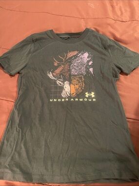 Under Armour Boys Black Graphic Short Sleeve Shirt - Wildlife Design